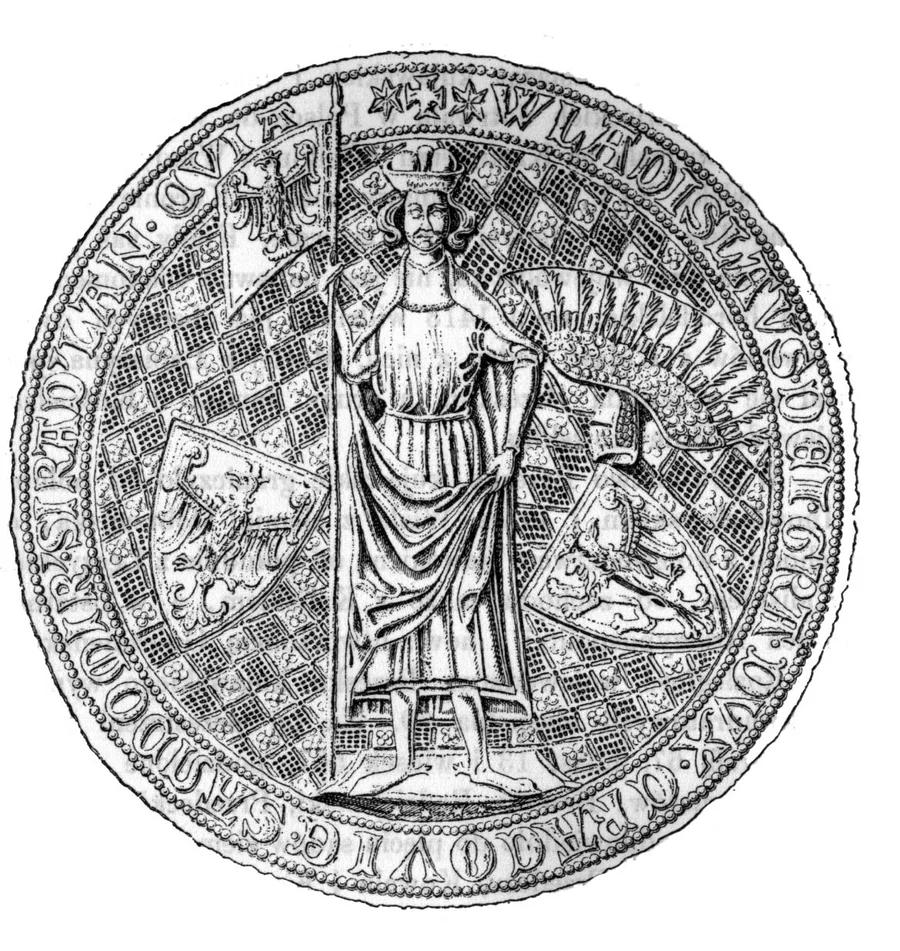 Pieczęć majestatowa Władysława Łokietka — rycina z „Encyklopedii staropolskiej” Zygmunta Glogera; domena publiczna.