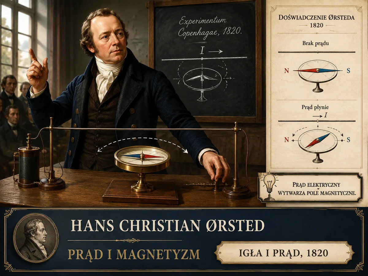 Prąd odchyla igłę magnetyczną