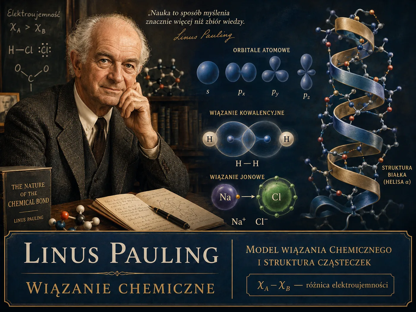 Ilustracja natury wiązania chemicznego — nakładające się orbitale atomów tworzące wiązanie w cząsteczce.